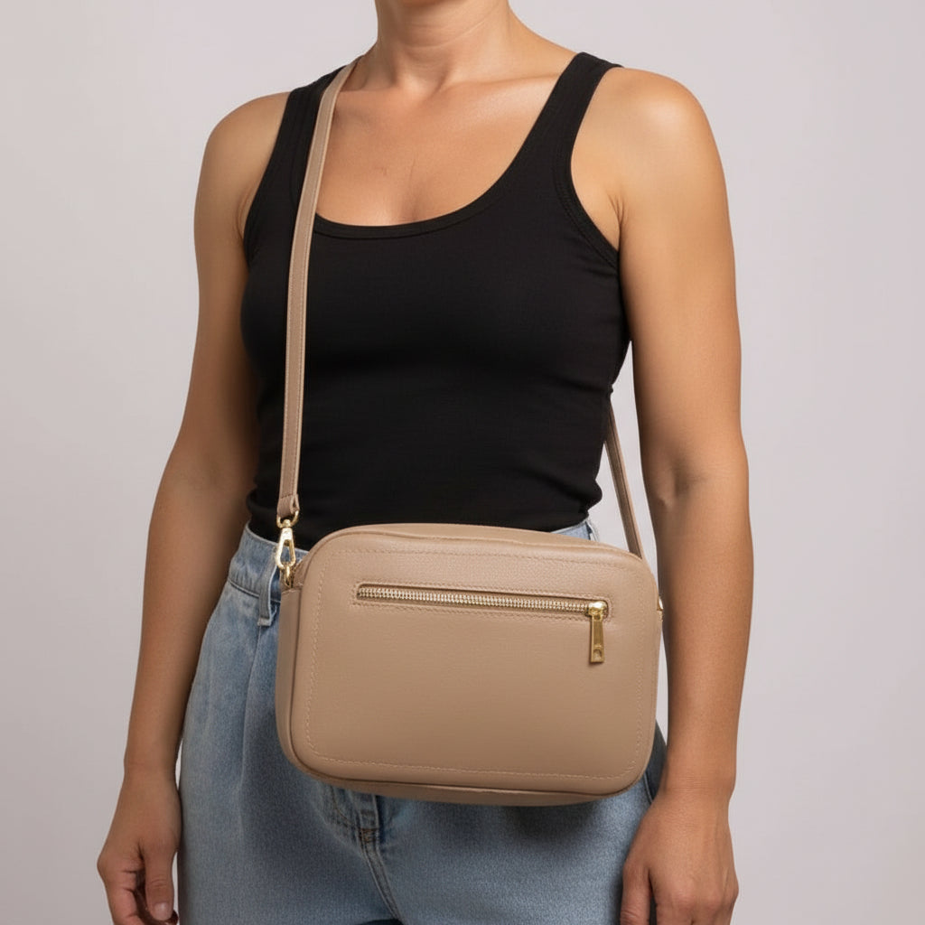 Borsetta in vera pelle due zip media