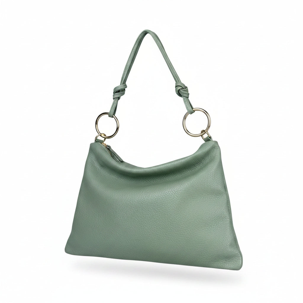 Borsa in vera pelle con Anelli oro