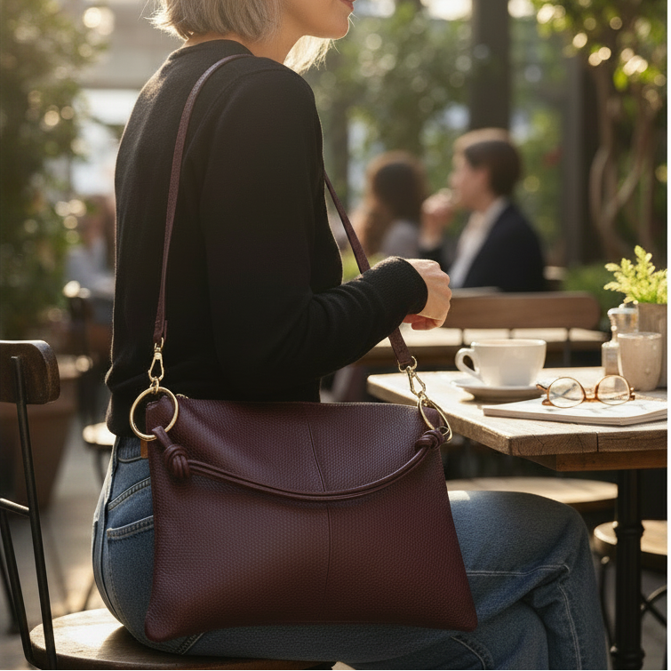 Borsa in vera pelle con Anelli oro