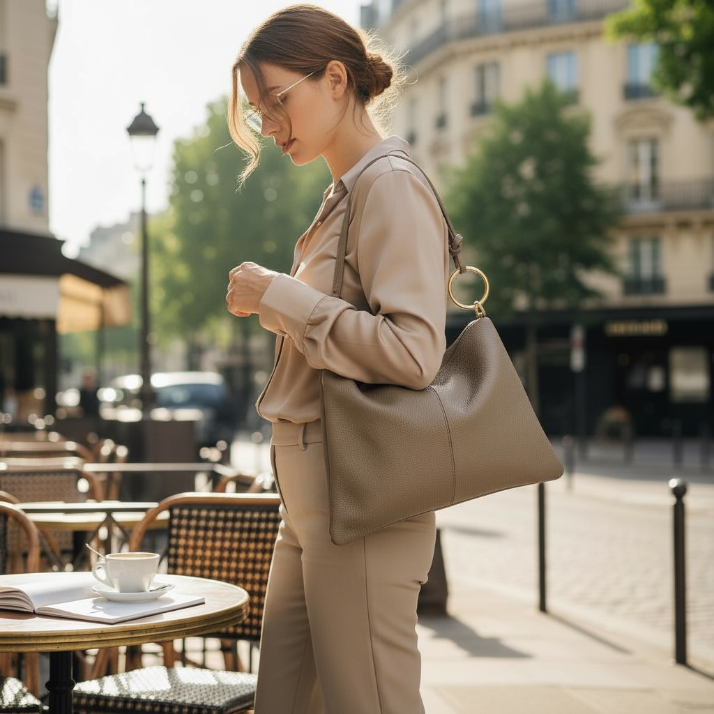 Borsa in vera pelle con Anelli oro