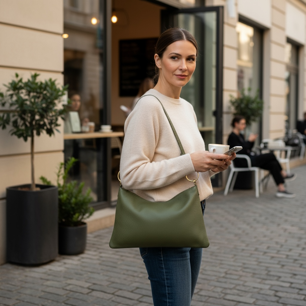 Borsa in vera pelle con Anelli oro