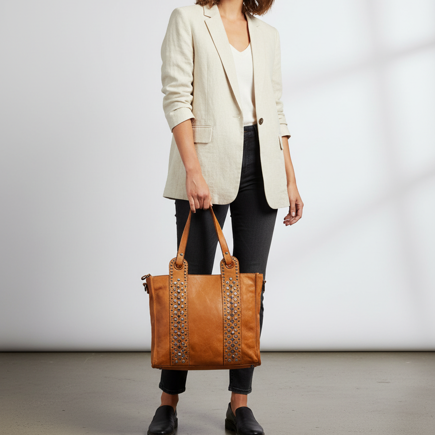 Borsa donna shooping borchiata