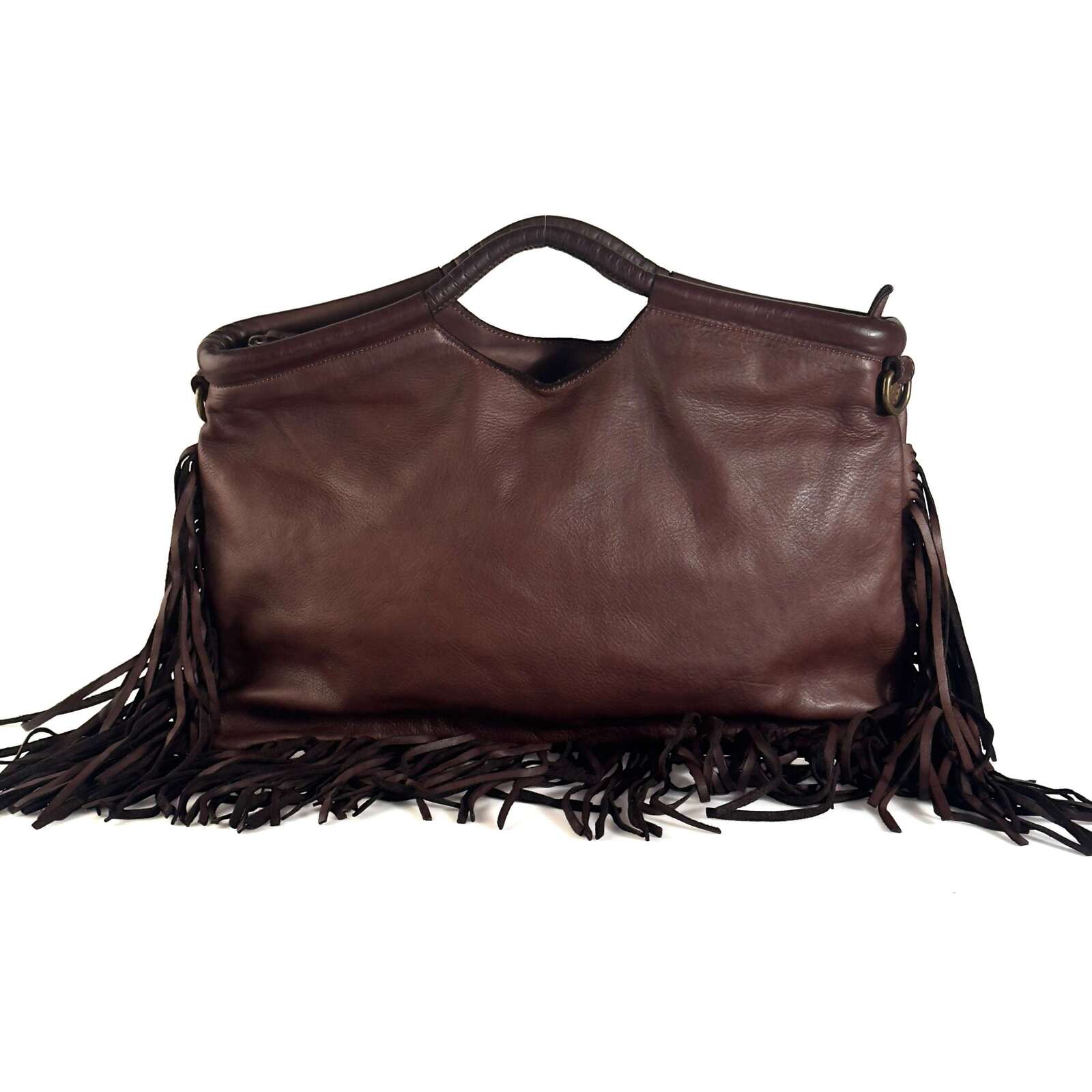 Borsa Donna a Mano in Pelle con Frange