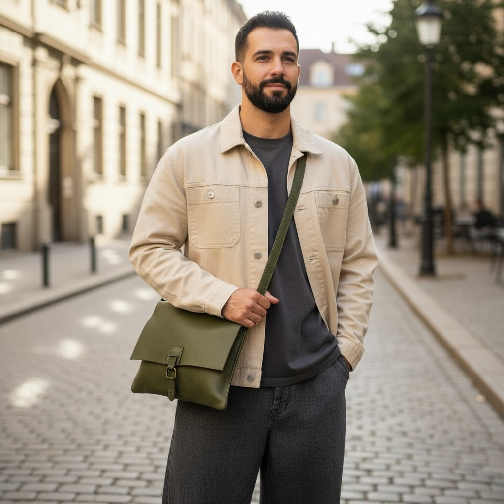 Tracolla Unisex Minimal uomo verde scuro