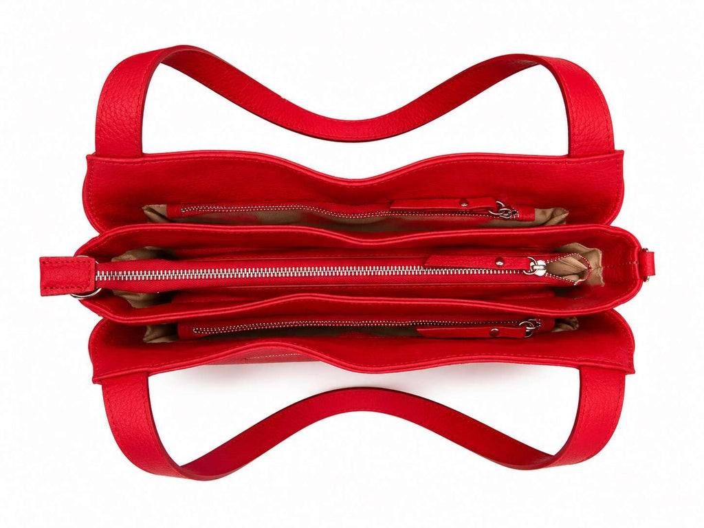 Borsa donna in vera pelle multizip