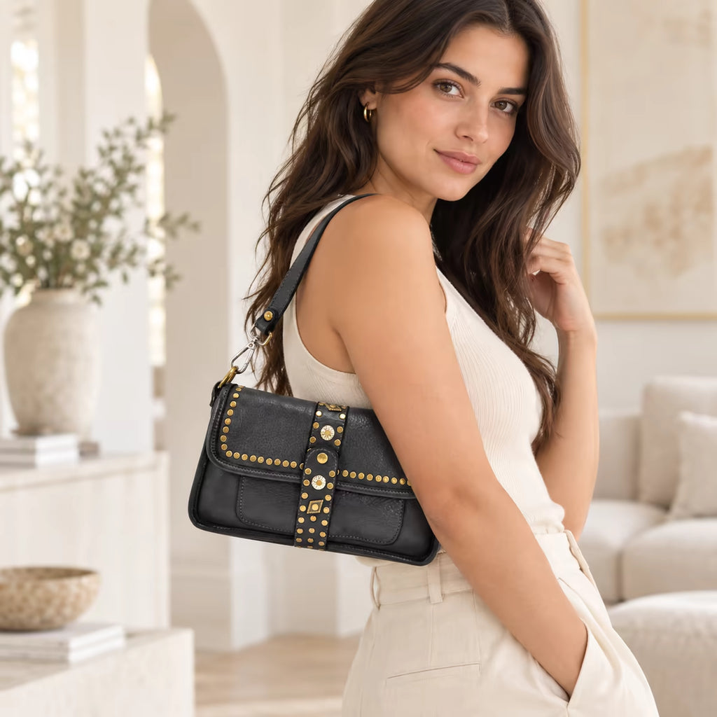 Borsa tracolla doppio manico borchiata Suo