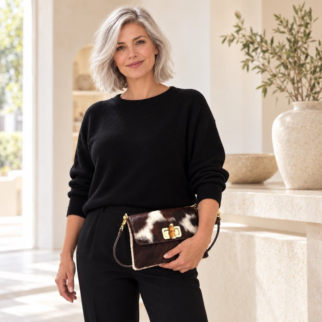 Borsa Bamboo in cavallino media SCURA - Pito’s|Bag
