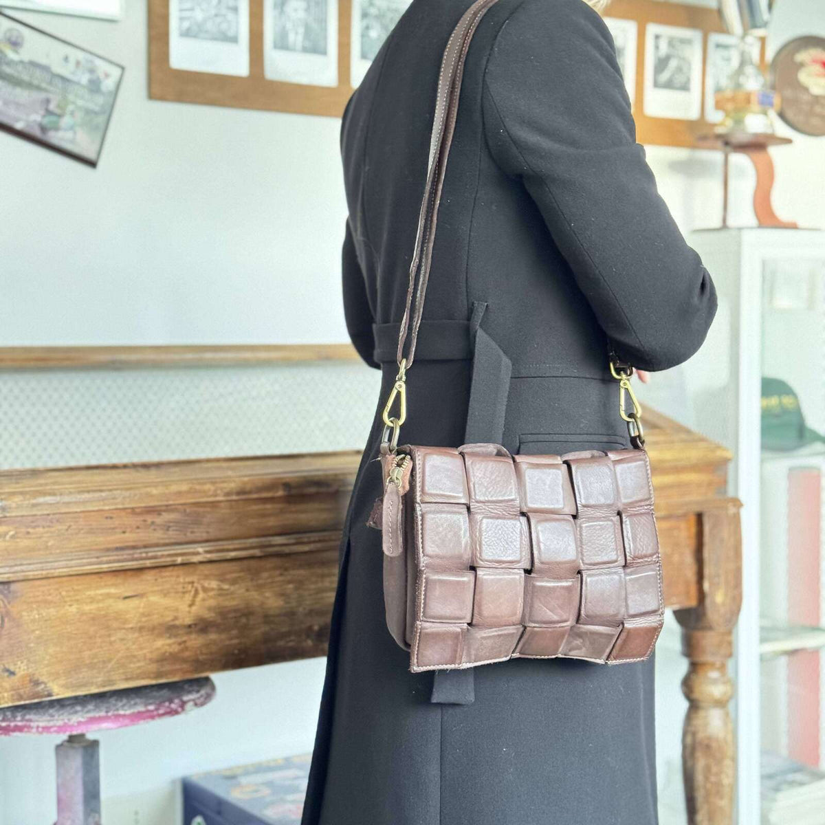 Borsa cartella modello quadretti in pelle - Pito’s|Bag