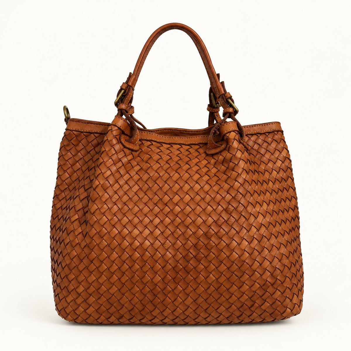 Borsa Donna Alfa in pelle intrecciata Cuoio - Pito’s|Bag