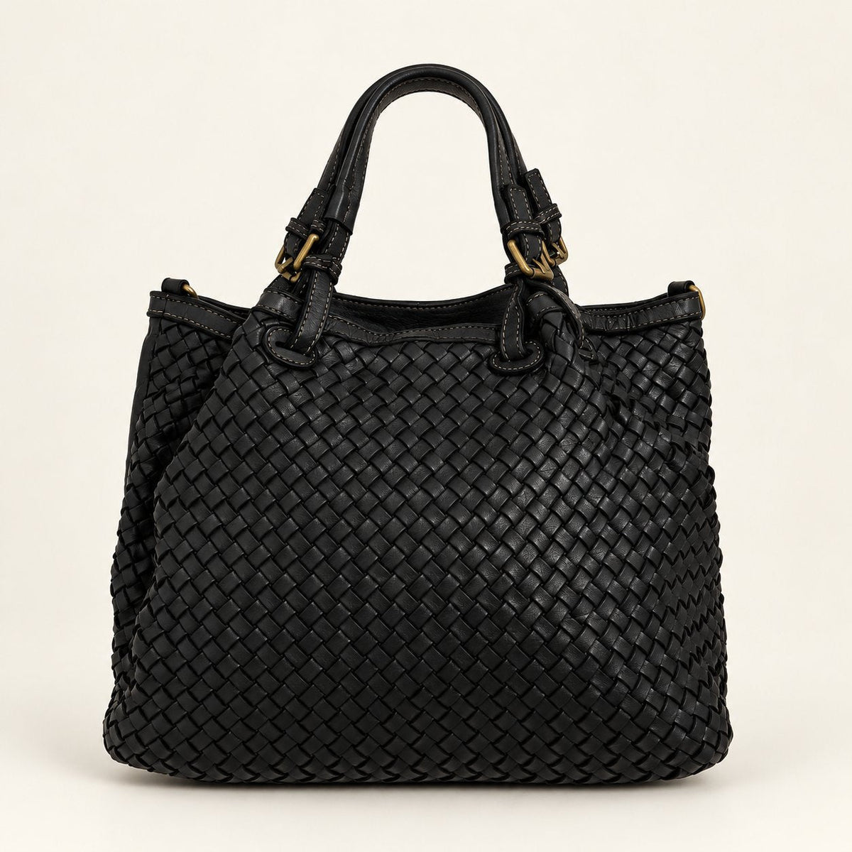 Borsa Donna Alfa in pelle intrecciata Nera - Pito’s|Bag