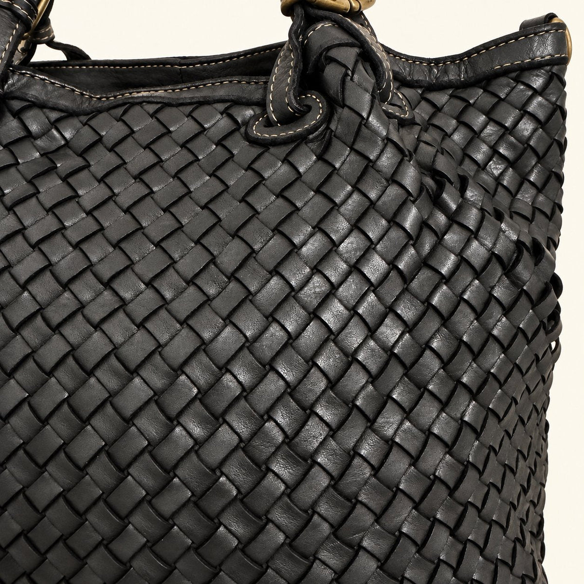 Borsa Donna Alfa in pelle intrecciata Nera - Pito’s|Bag