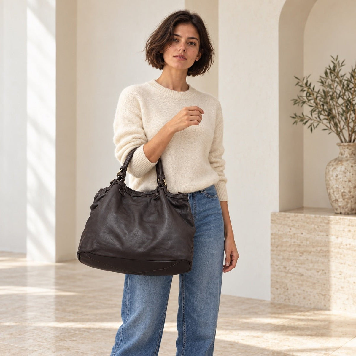 Borsa Donna Alfa in pelle intrecciata Testa di Moro - Pito’s|Bag