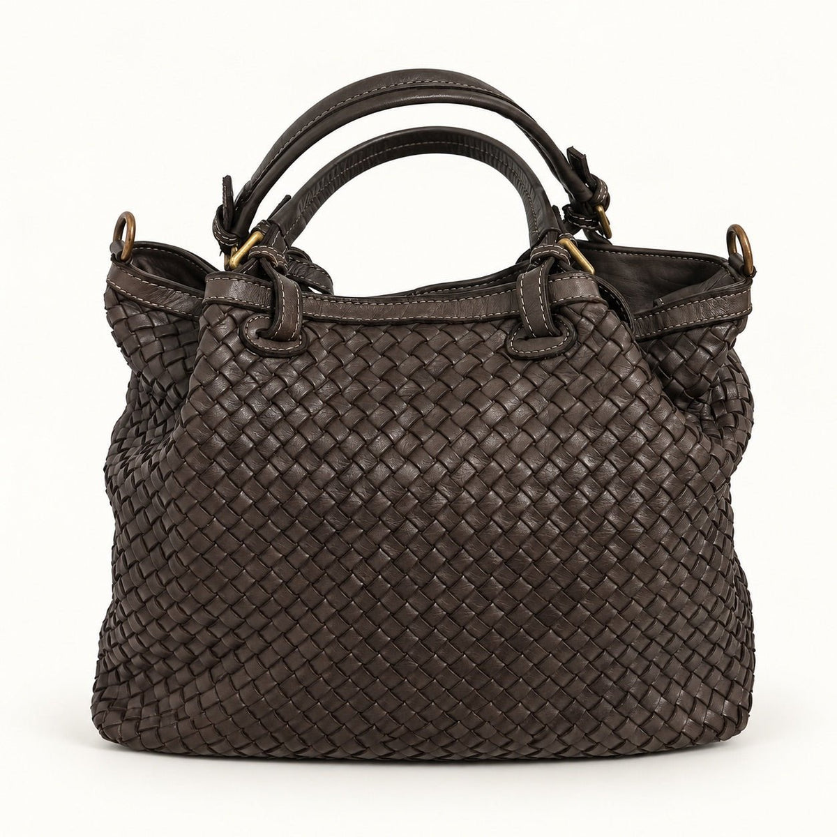 Borsa Donna Alfa in pelle intrecciata Testa di Moro - Pito’s|Bag
