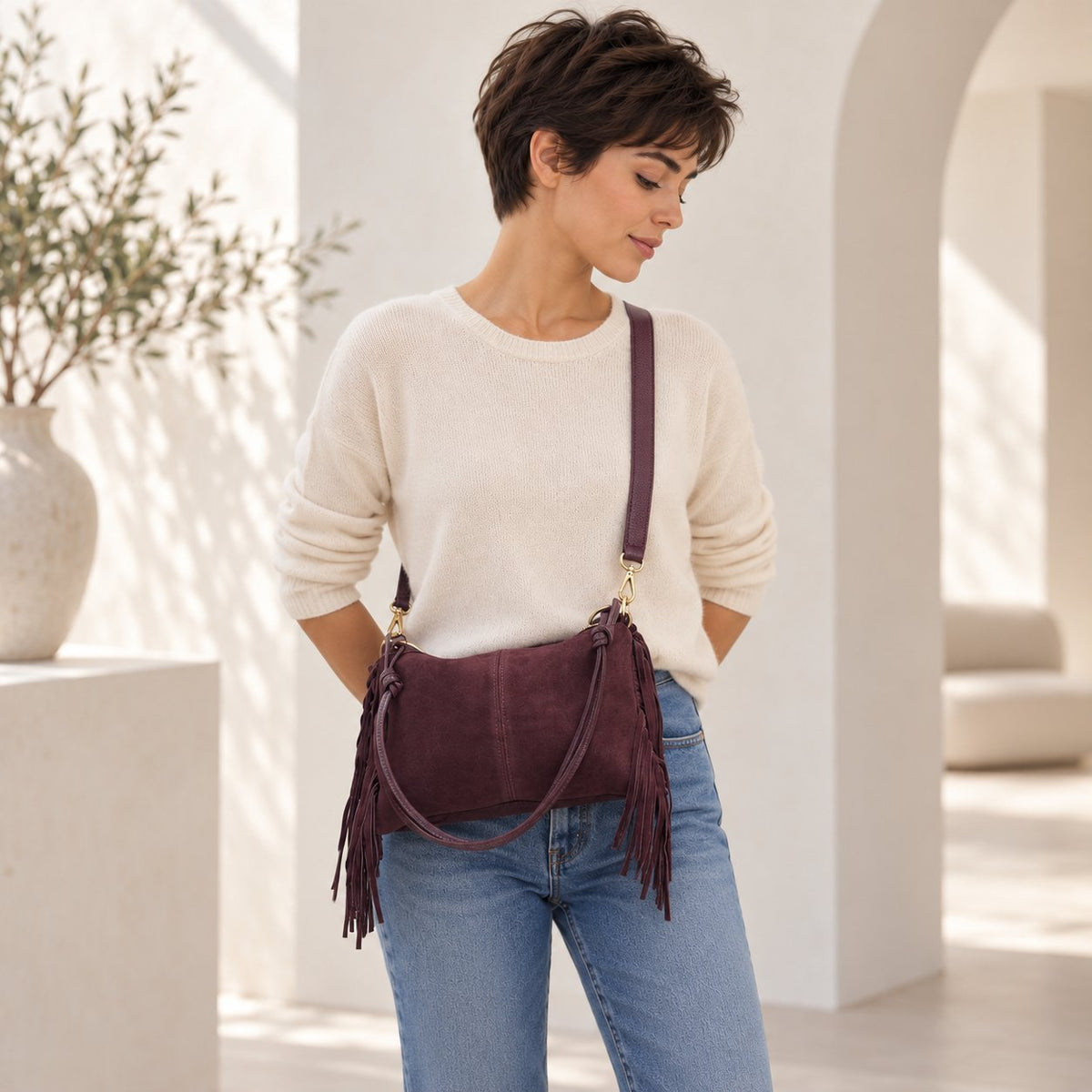Borsa Donna Camoscio frangiata - Pito’s|Bag