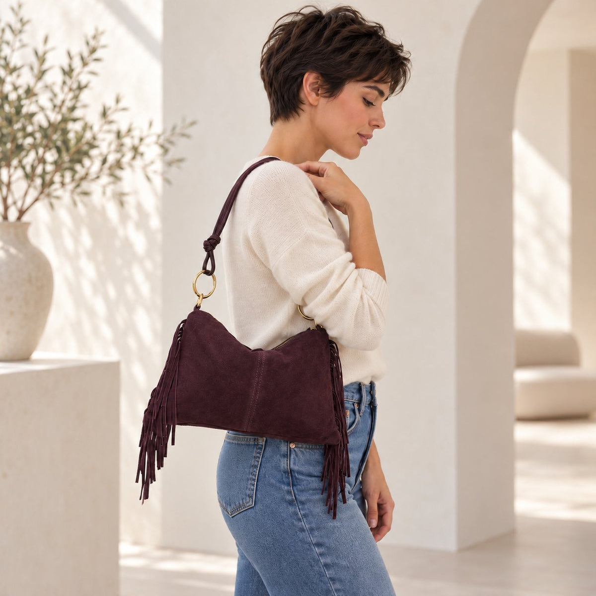 Borsa Donna Camoscio frangiata - Pito’s|Bag