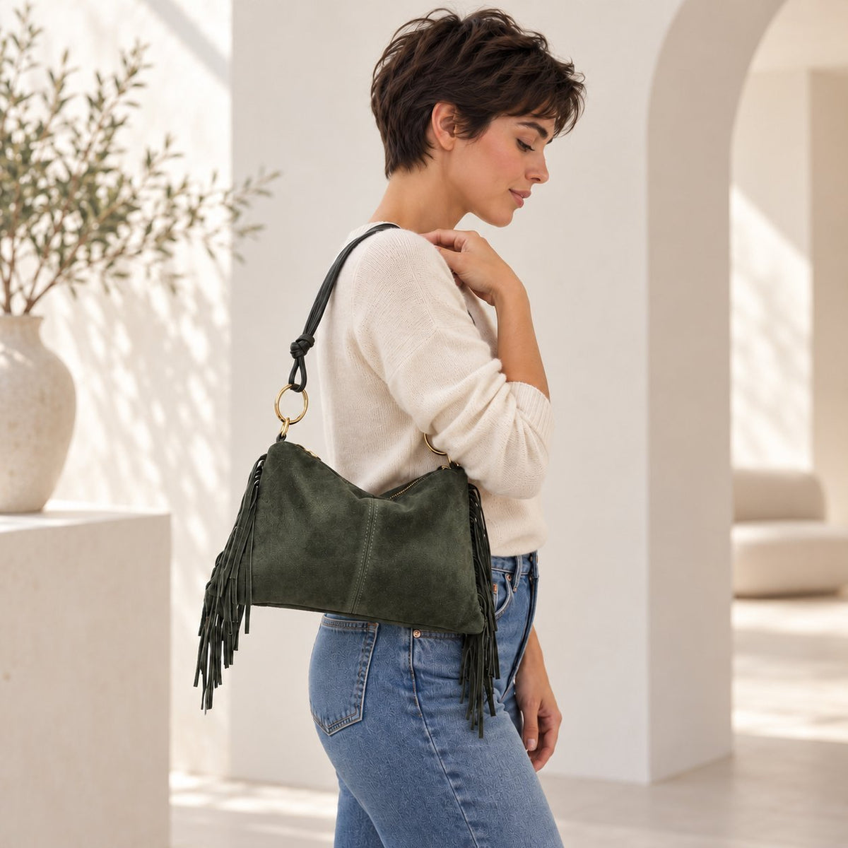 Borsa Donna Camoscio frangiata - Pito’s|Bag