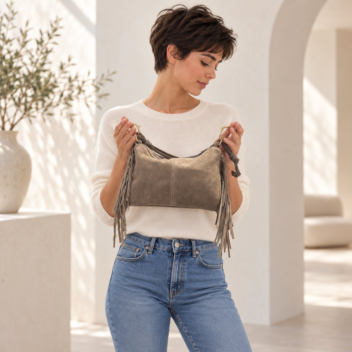 Borsa Donna Camoscio frangiata - Pito’s|Bag