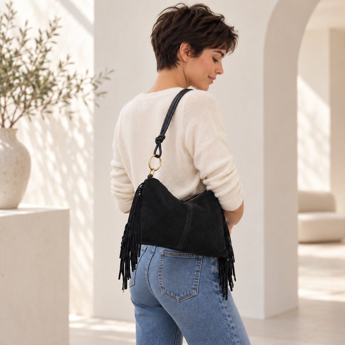Borsa Donna Camoscio frangiata - Pito’s|Bag