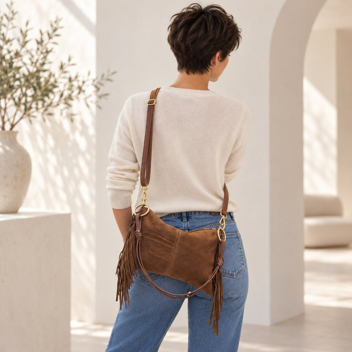 Borsa Donna Camoscio frangiata - Pito’s|Bag