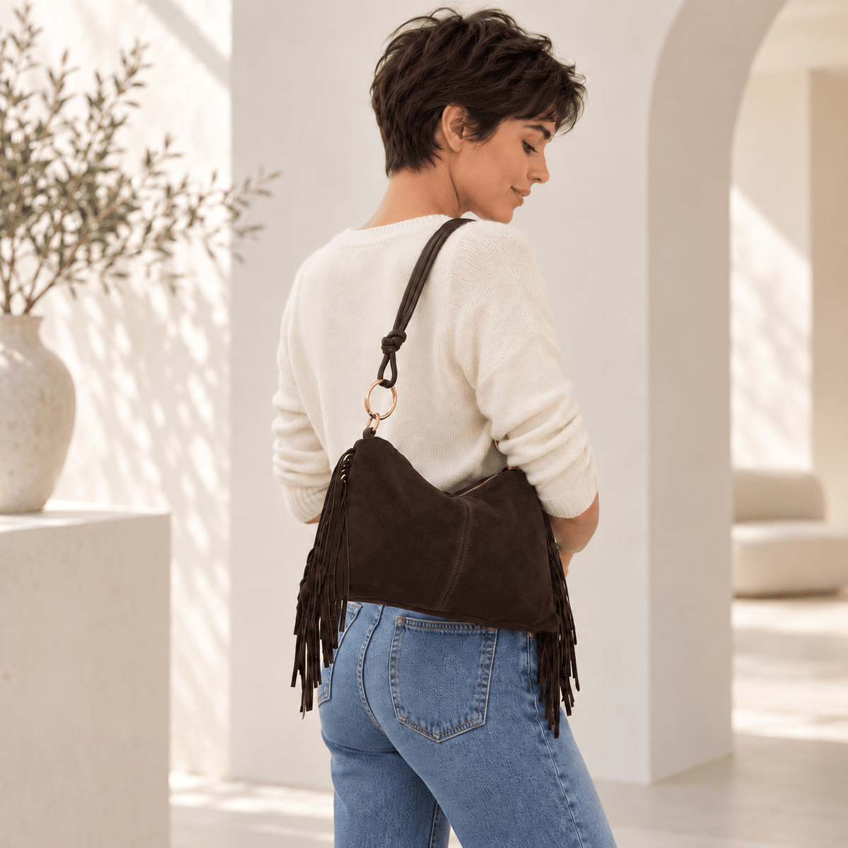 Borsa Donna Camoscio frangiata - Pito’s|Bag