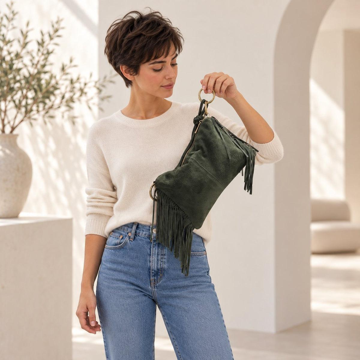 Borsa Donna Camoscio frangiata - Pito’s|Bag