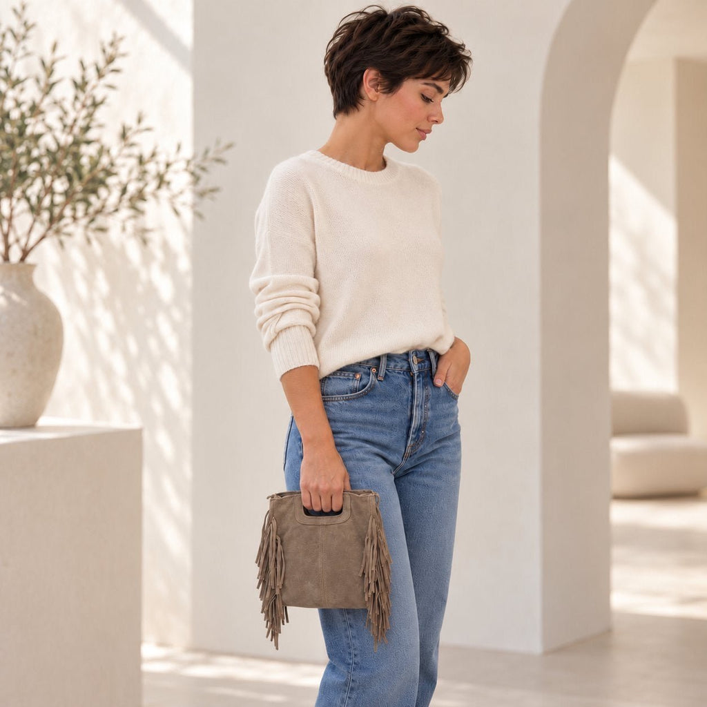 Borsa Donna in camoscio a mano frangiata - Pito’s|Bag
