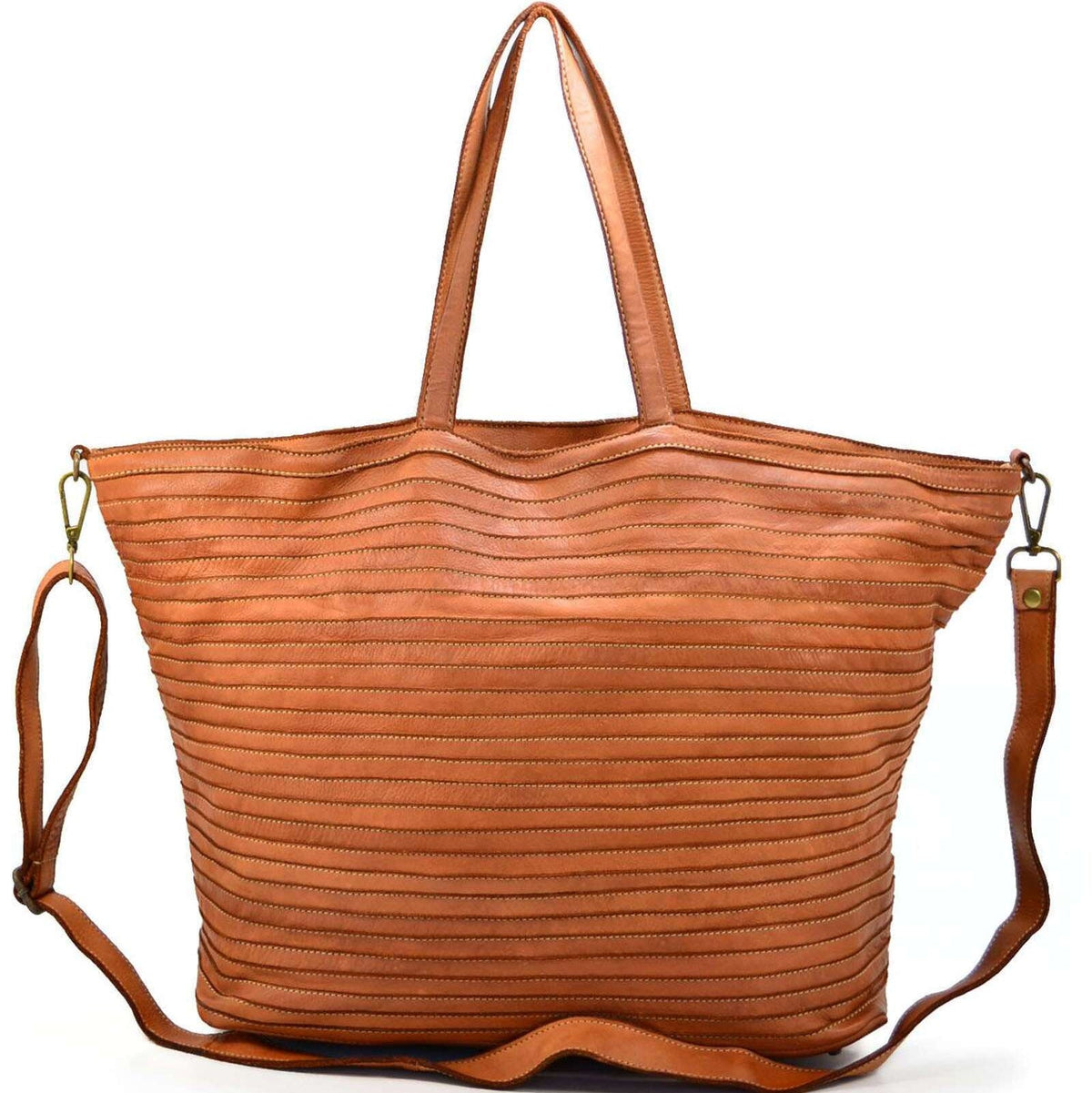 Borsa donna shopper rigata in vera pelle - Pito’s|Bag