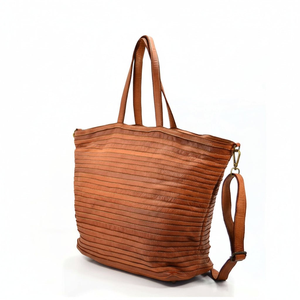 Borsa donna shopper rigata in vera pelle - Pito’s|Bag