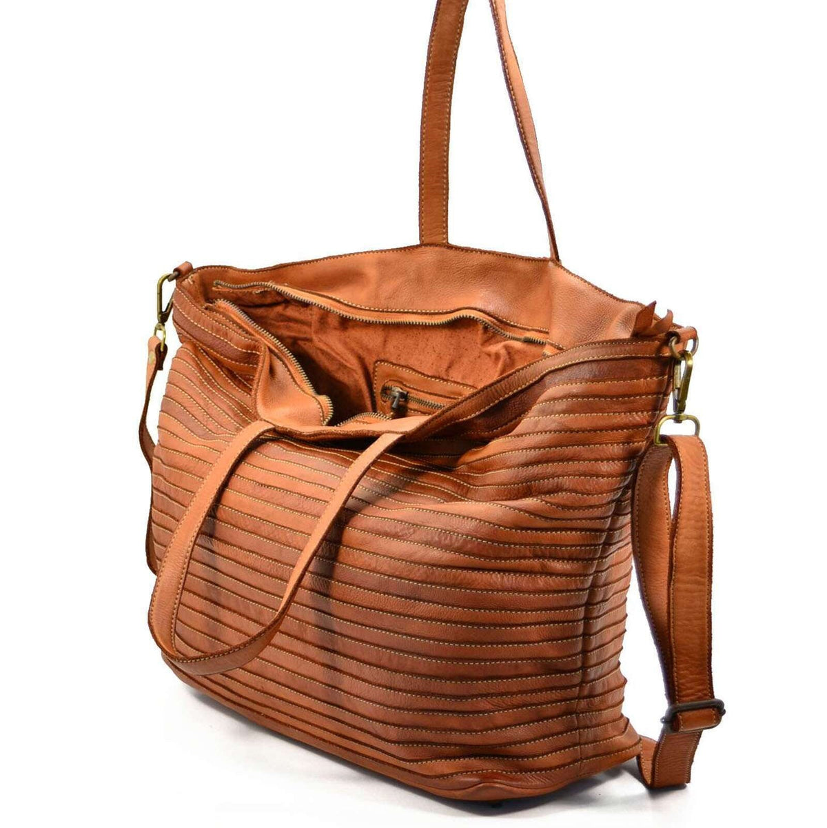 Borsa donna shopper rigata in vera pelle - Pito’s|Bag