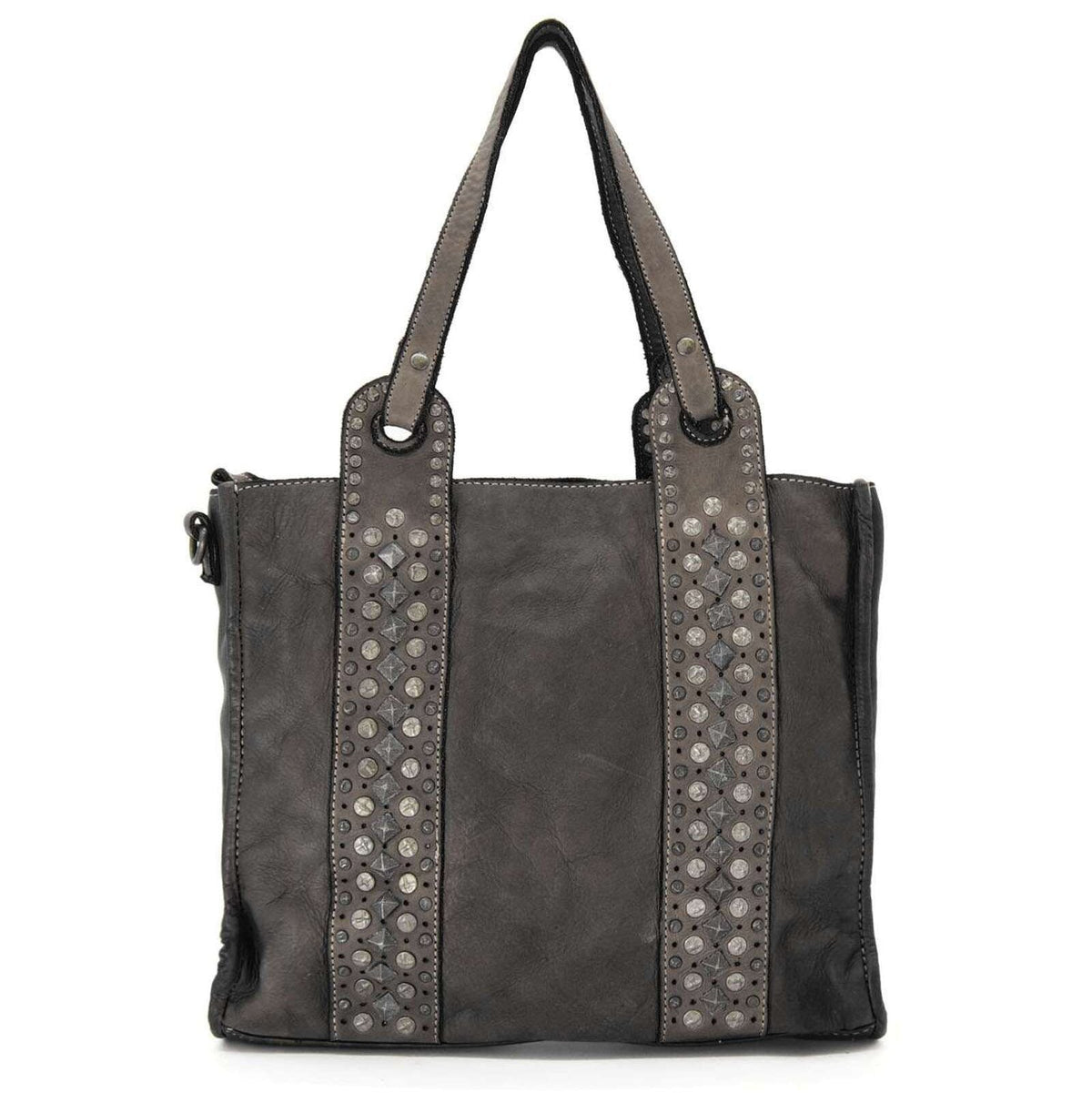 Borsa donna shopping borchiata in vera pelle - Pito’s|Bag