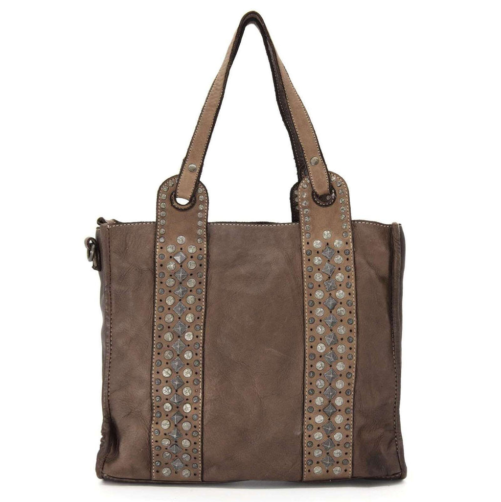 Borsa donna shopping borchiata in vera pelle - Pito’s|Bag