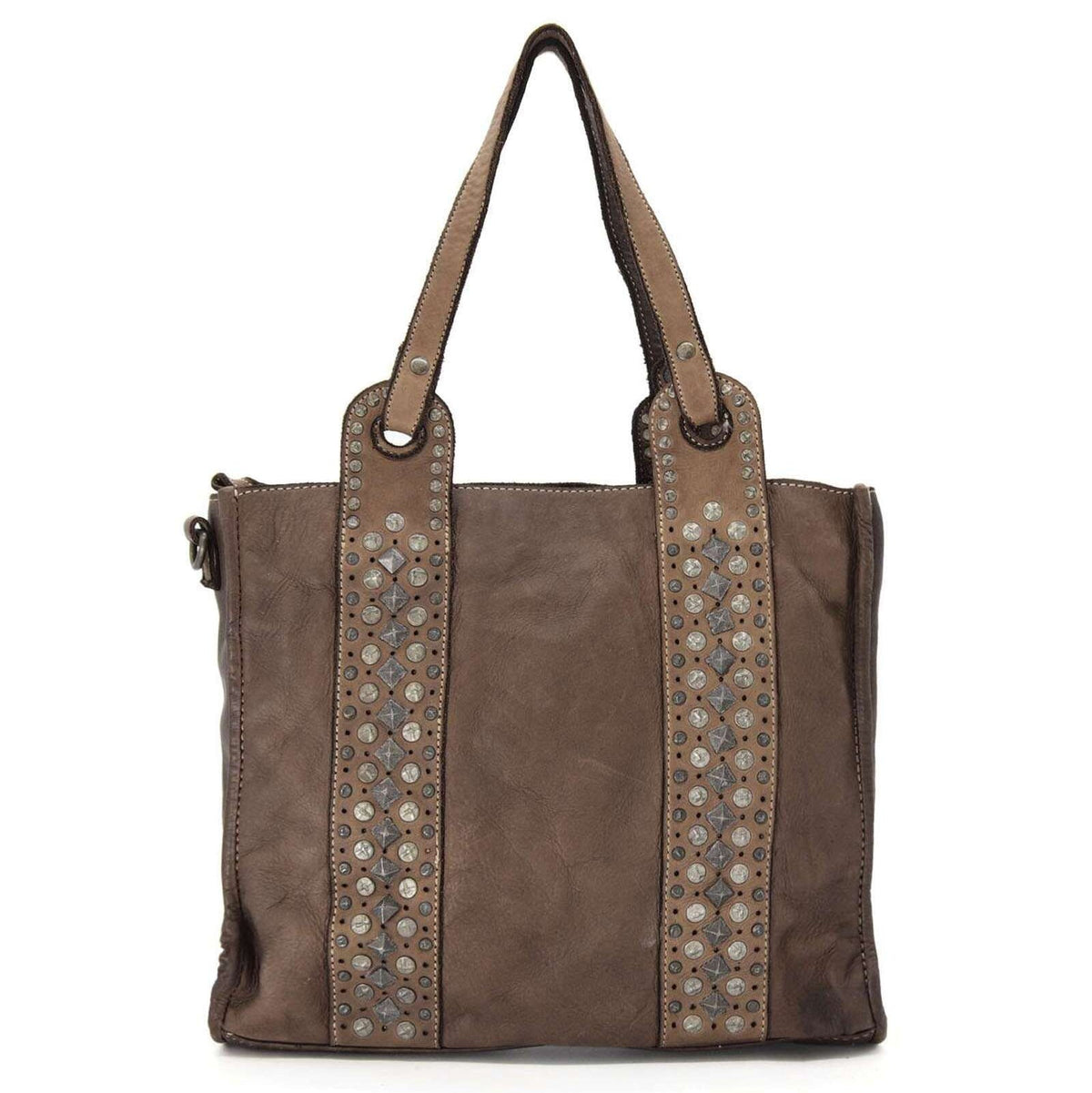 Borsa donna shopping borchiata in vera pelle - Pito’s|Bag
