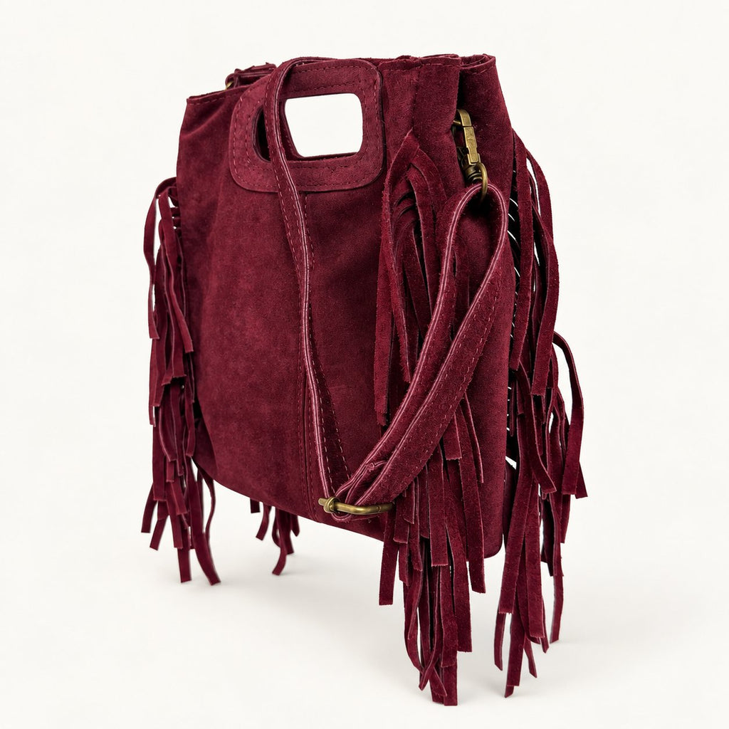Borsa Donna in camoscio a mano frangiata