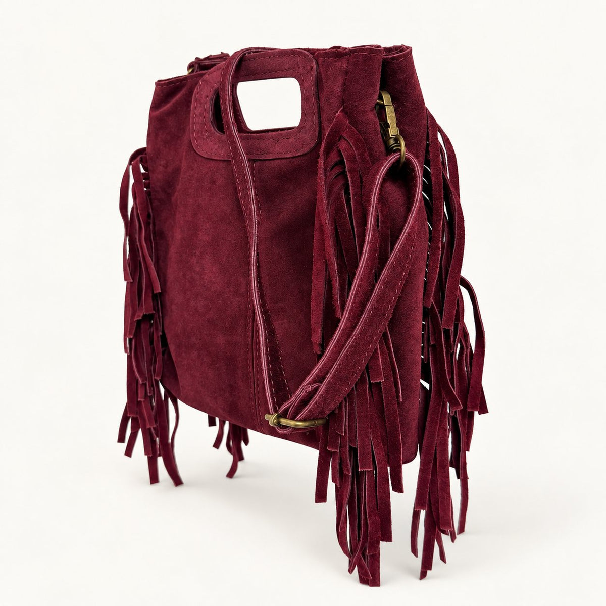 Borsa Donna in camoscio a mano frangiata