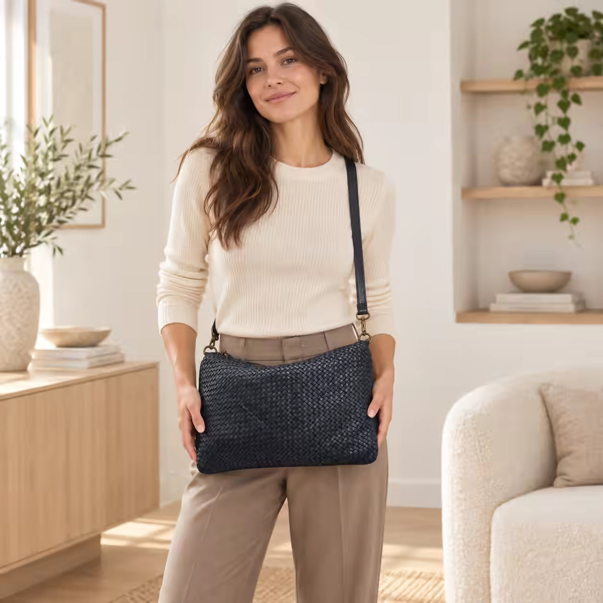 Borsa a tracolla Bustona intrecciata