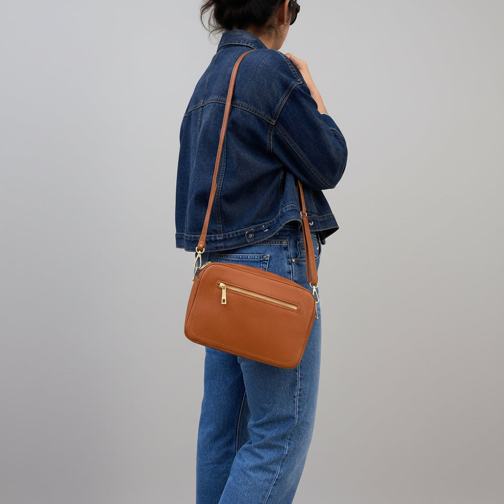 Borsetta in vera pelle due zip media