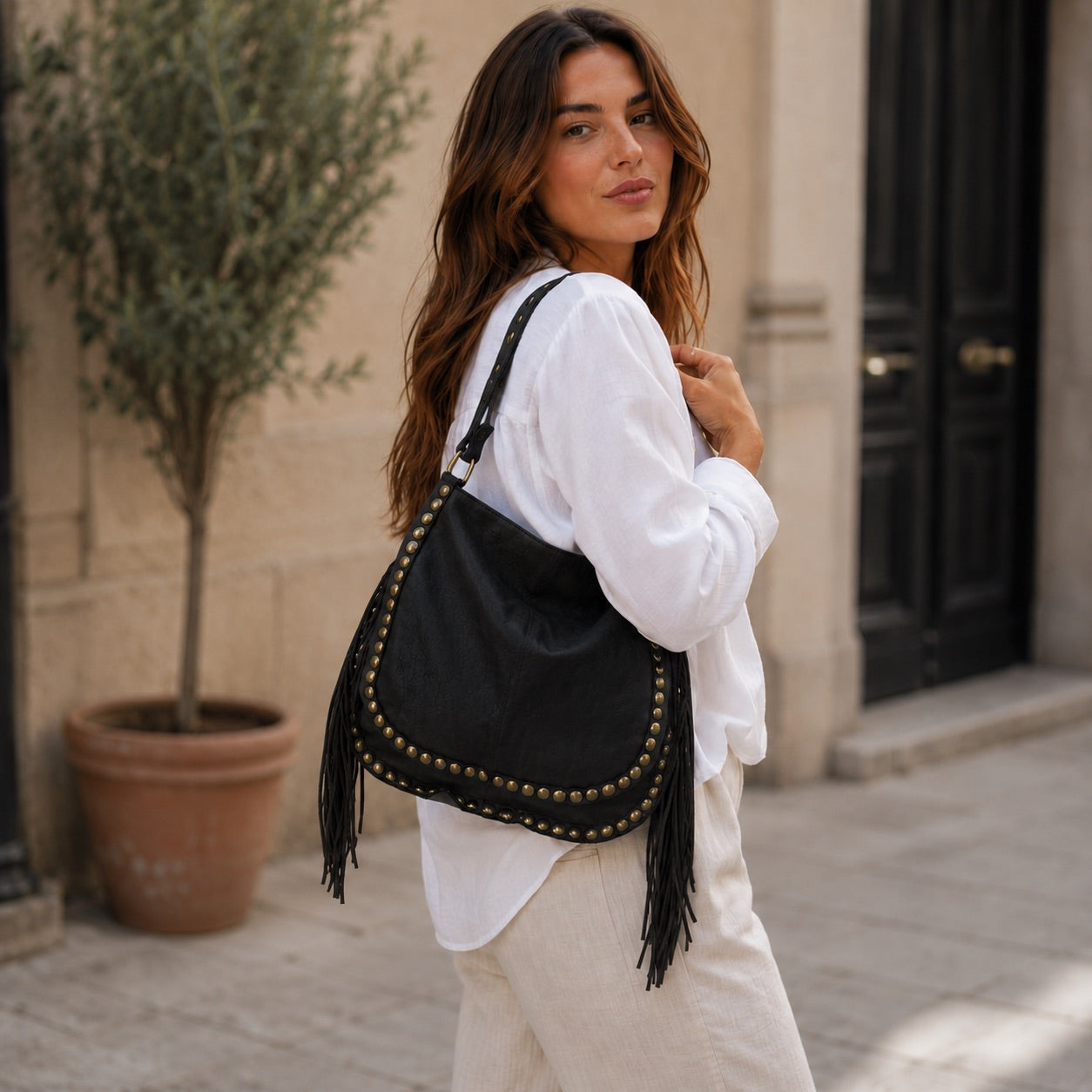 Borsa Donna borchie e frange Iumy