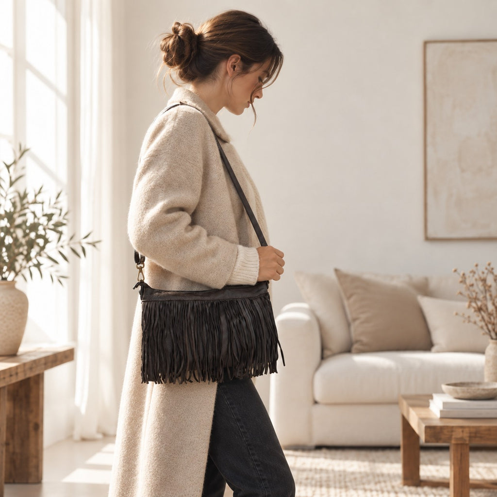 Borsa pochette a tracolla Frangia