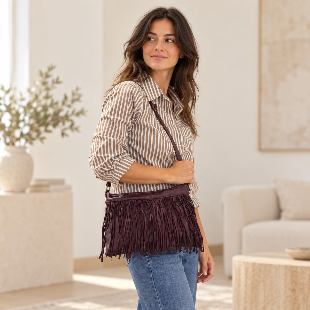 Borsa pochette a tracolla Frangia