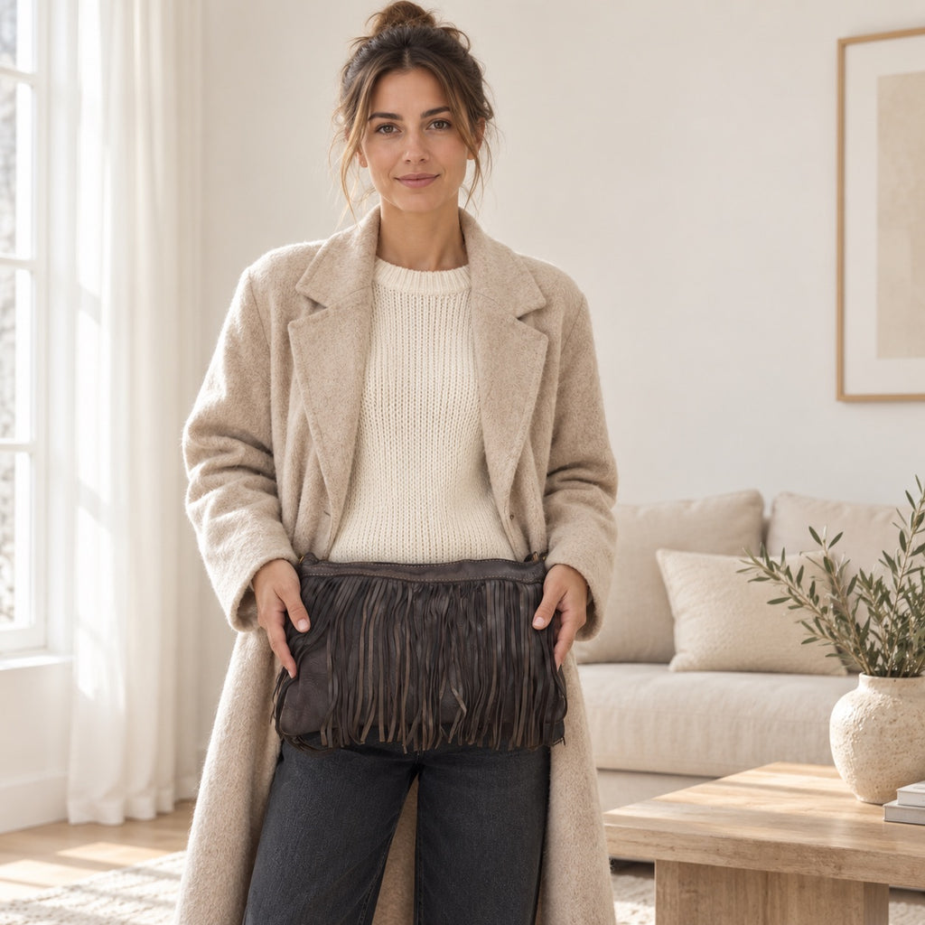 Borsa pochette a tracolla Frangia