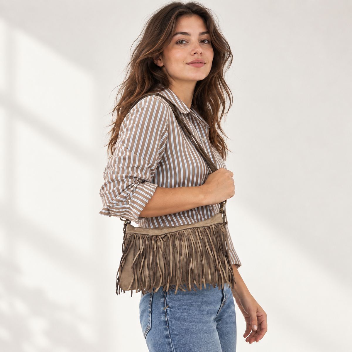Borsa pochette a tracolla Frangia