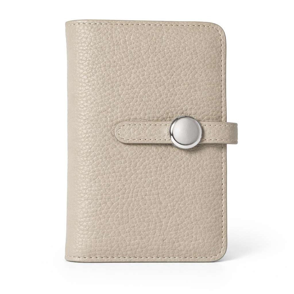 Portafoglio donna Pito’s|Bag Siena in vera pelle beige martellata con chiusura a laccino e bottone metallico