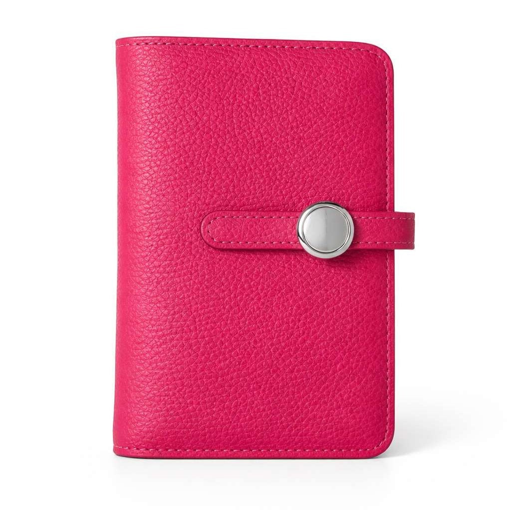 Portafoglio donna minimal Pito’s|Bag in vera pelle fucsia con chiusura a laccino e bottone metallico