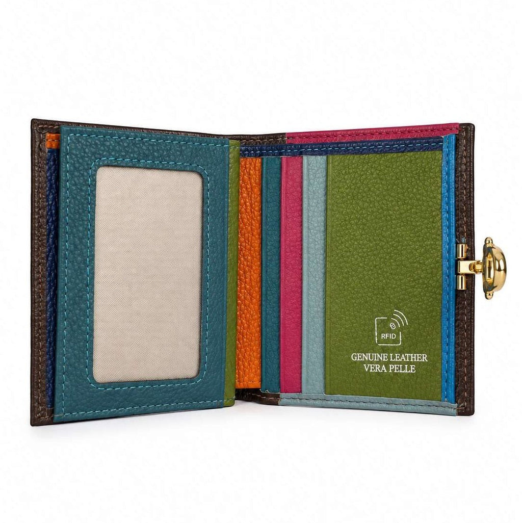 Portafoglio donna Pito’s|Bag Marinella in vera pelle multicolore con slot per carte e protezione RFID