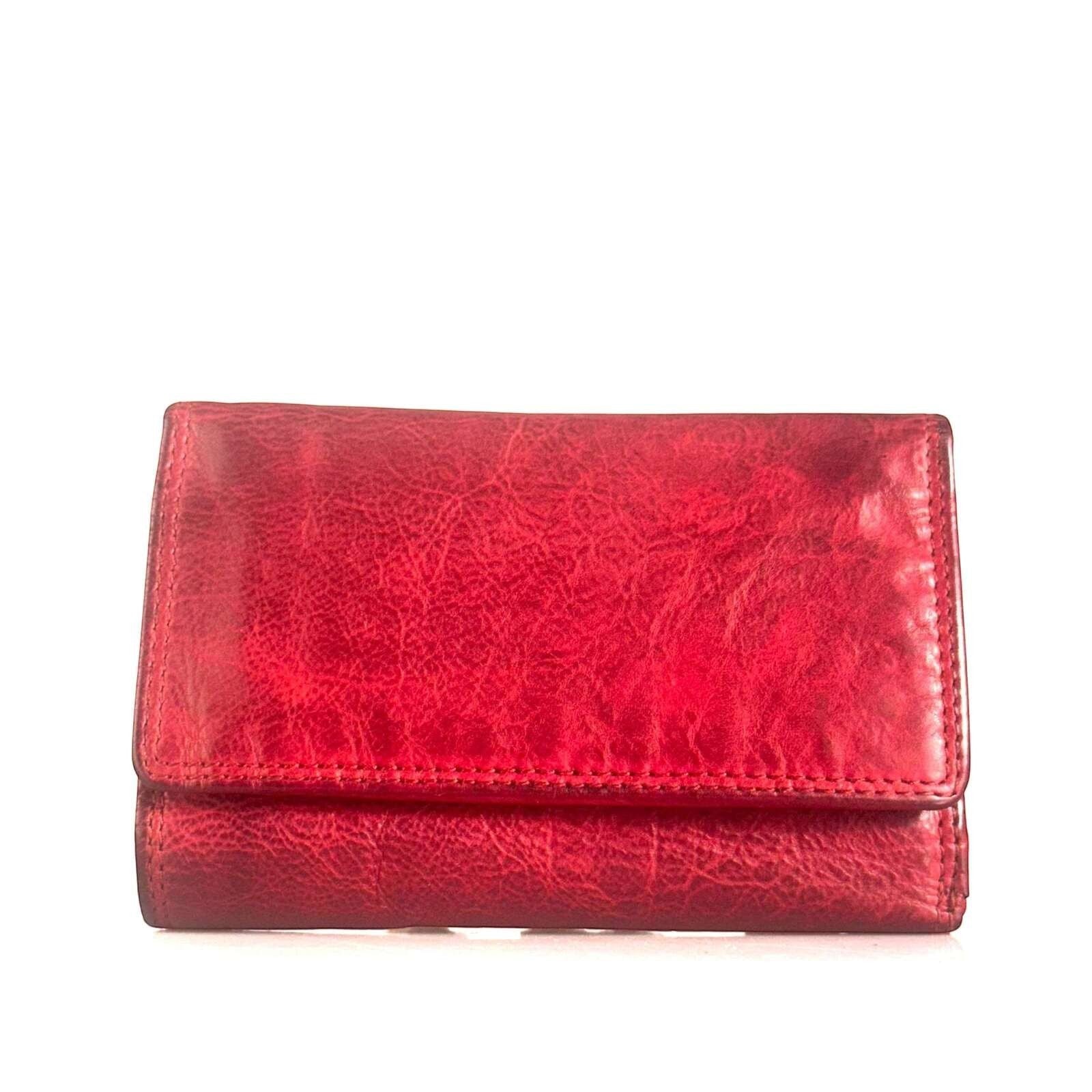 Portafoglio donna Pito’s|Bag in vera pelle rossa liscia con design capiente e cuciture tono su tono