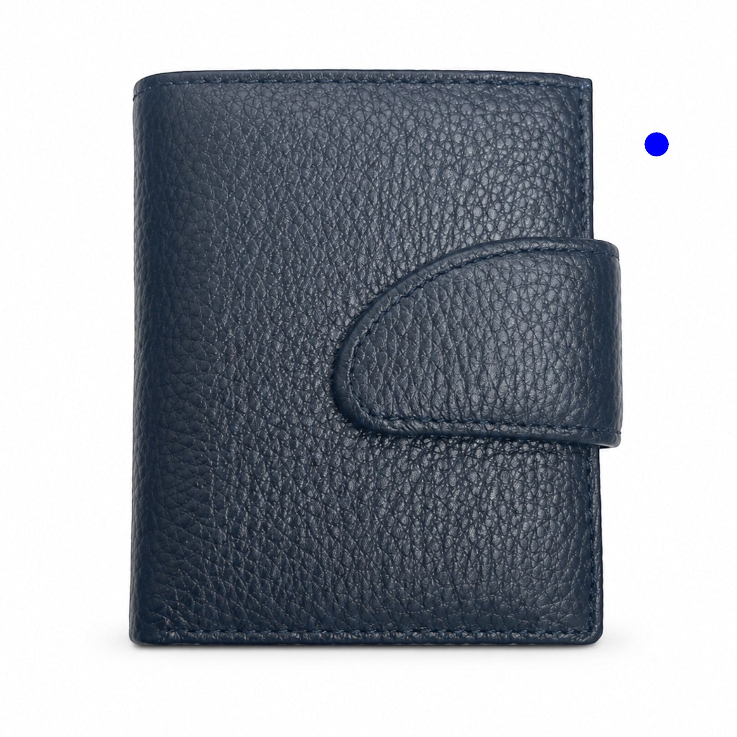 Portafoglio compatto Pito’s|Bag modello MINY in vera pelle martellata blu con chiusura a busta e clip