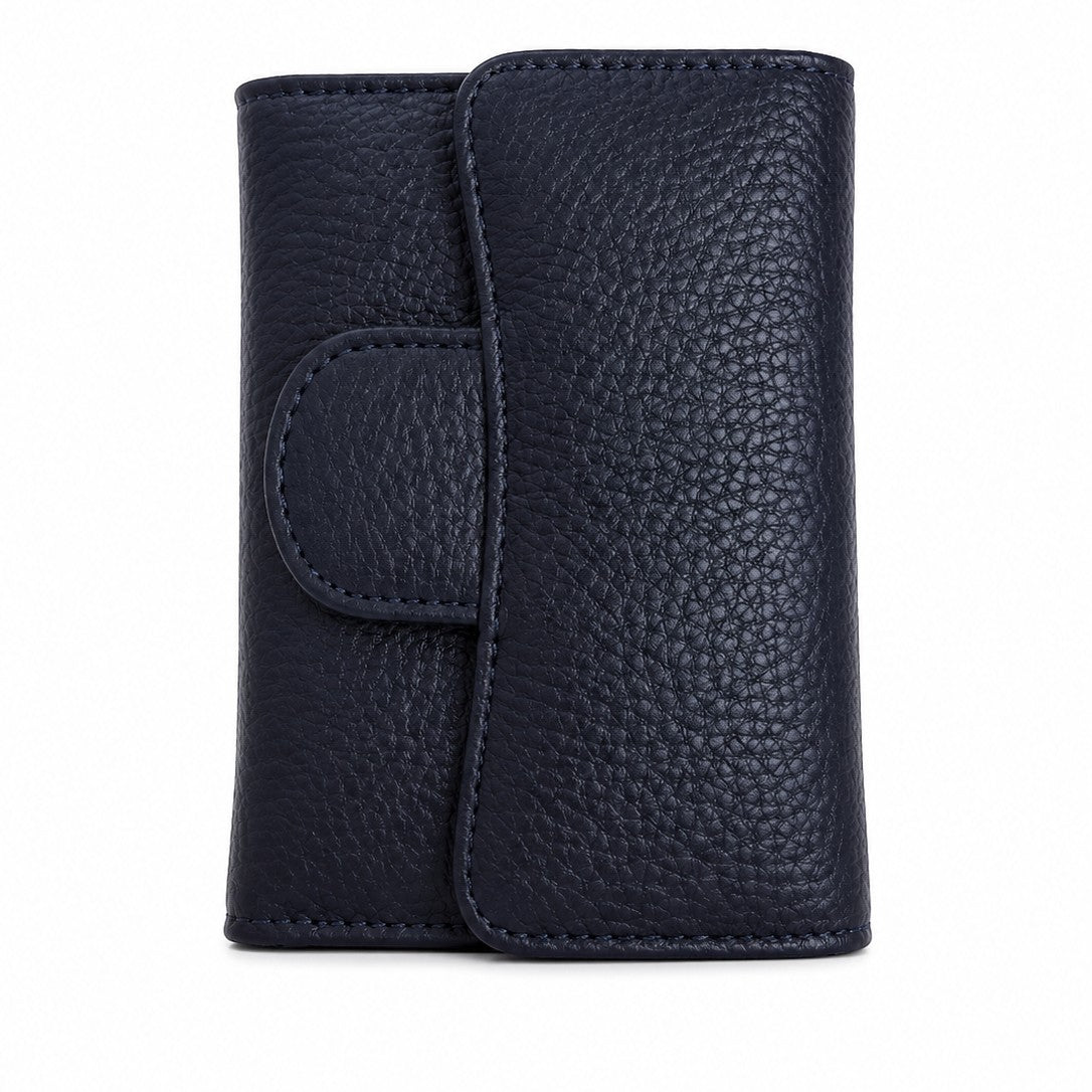 Portafoglio piccolo Pito’s|Bag in vera pelle blu scuro con chiusura a patta e protezione RFID integrata