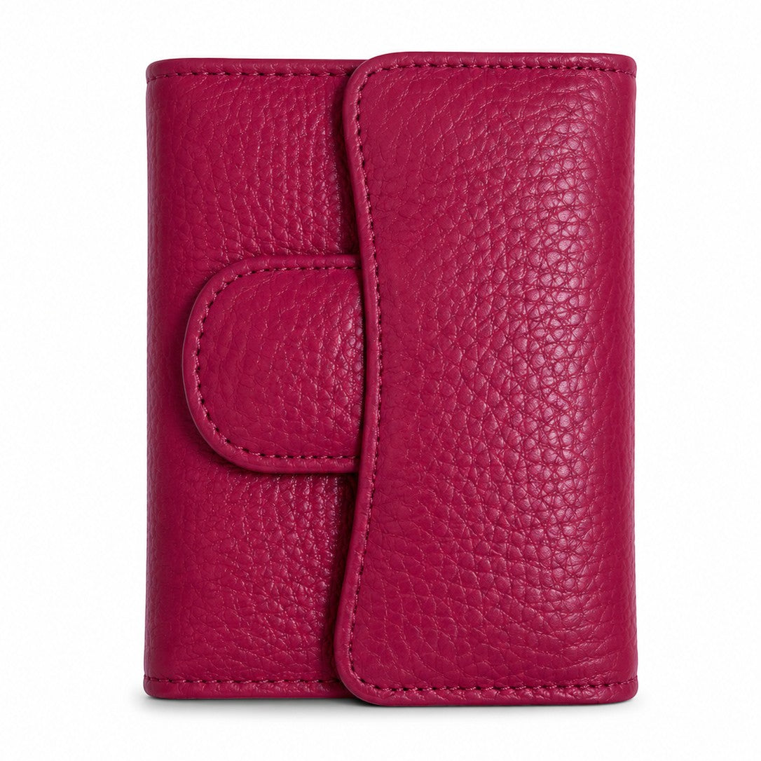 Portafoglio donna Pito’s|Bag Grosseto in vera pelle fucsia con chiusura a scatto e protezione RFID integrata