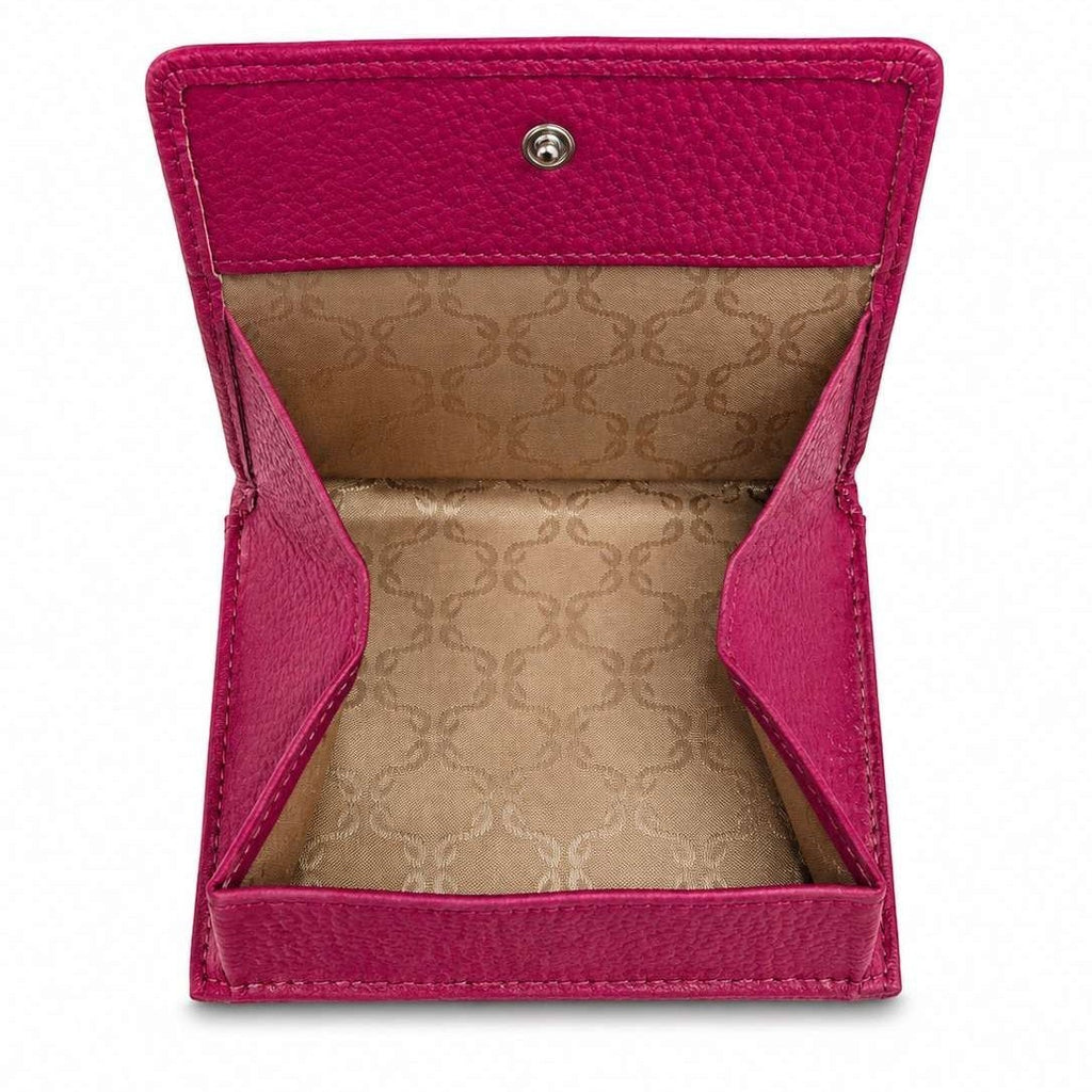 Portafoglio Pito’s|Bag a libro in vera pelle martellata fucsia con portamonete esterno a pozzetto