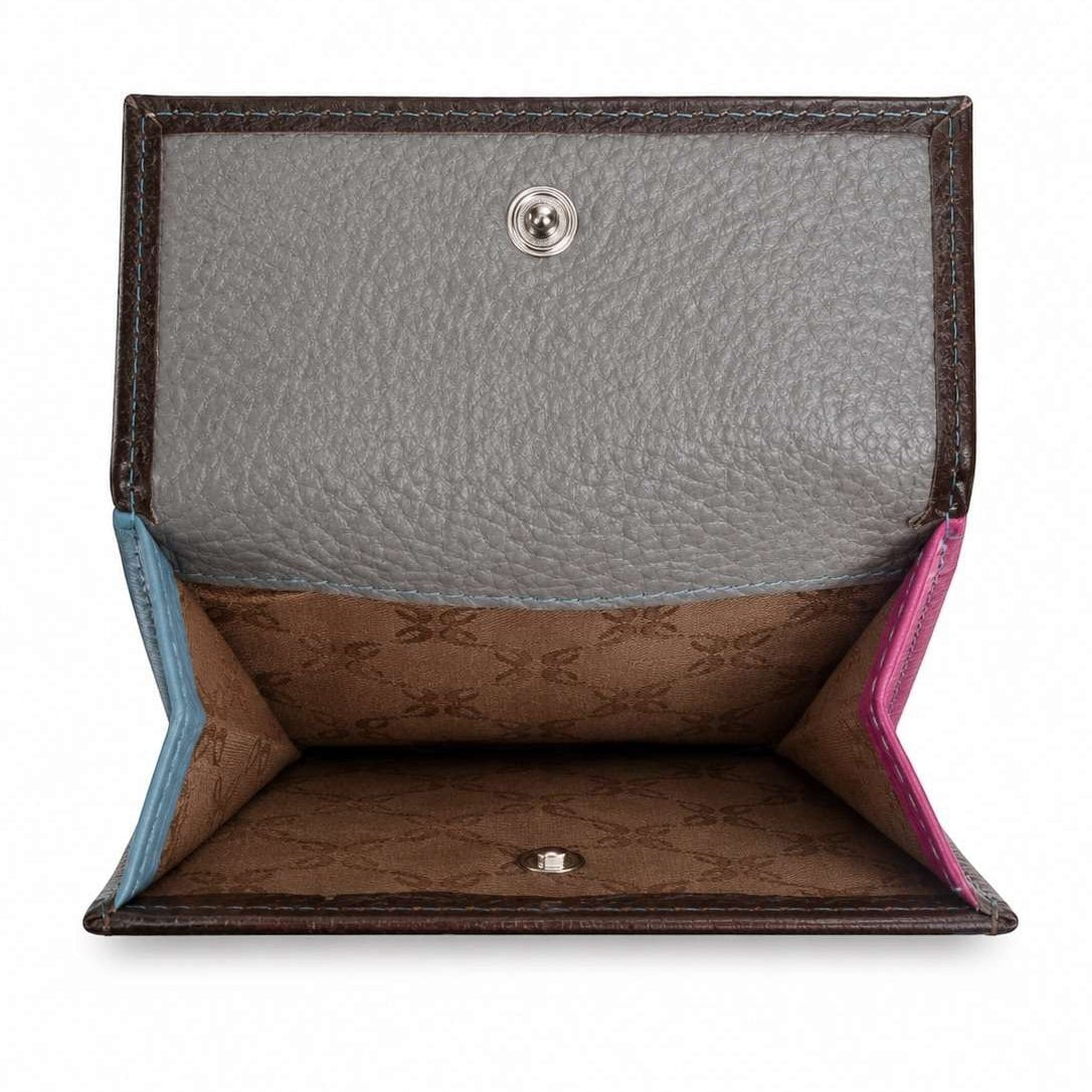Interno del portafoglio Pito’s|Bag Marinella in vera pelle con scomparti colorati e fodera logata